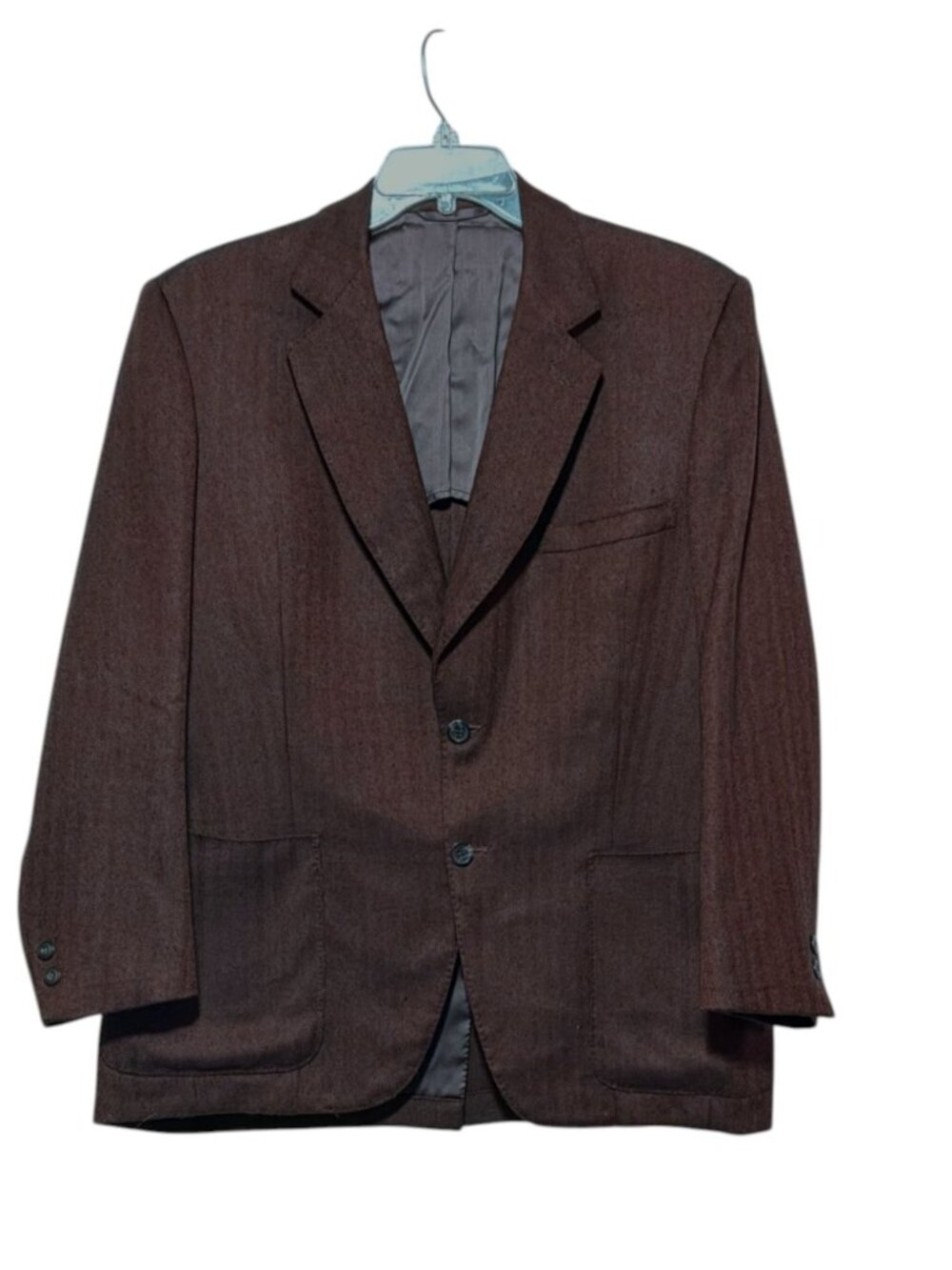 Vintage Bespoke Lambswool Cashmere Herringbone Jacket 44 R Herringbone Heritage